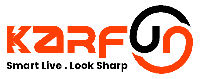 Logo of KARFU with text 'Smart Live. Look Sharp' on a green background