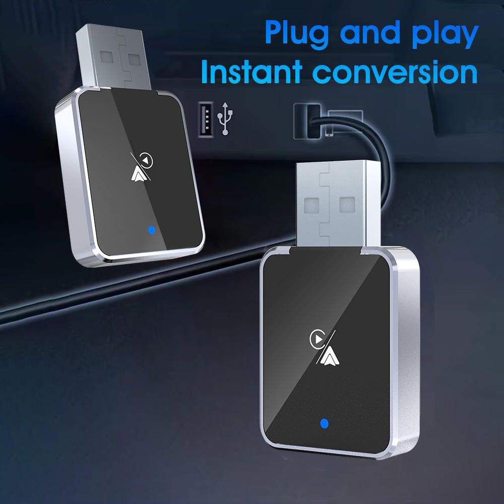Two USB adapters on a dark background with 'Plug and play instant conversion' text.